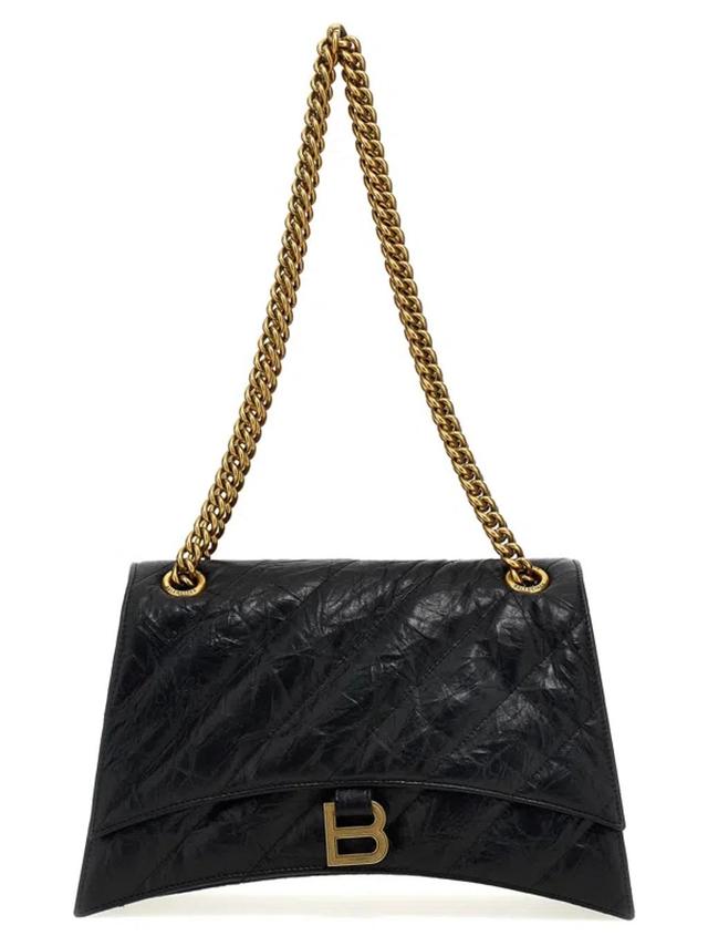 Crushed M Quilted Leather Bag In Black Product Image