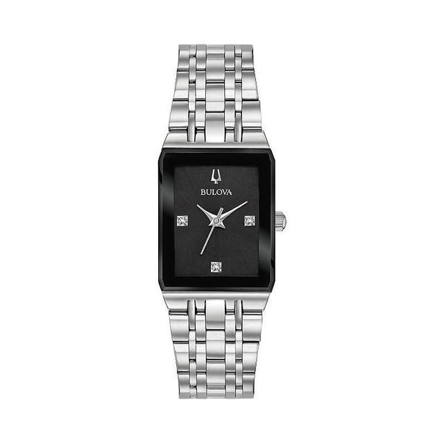 Bulova Womens Quadra Stainless Steel Diamond Watch - 96P202 Silvertone Product Image