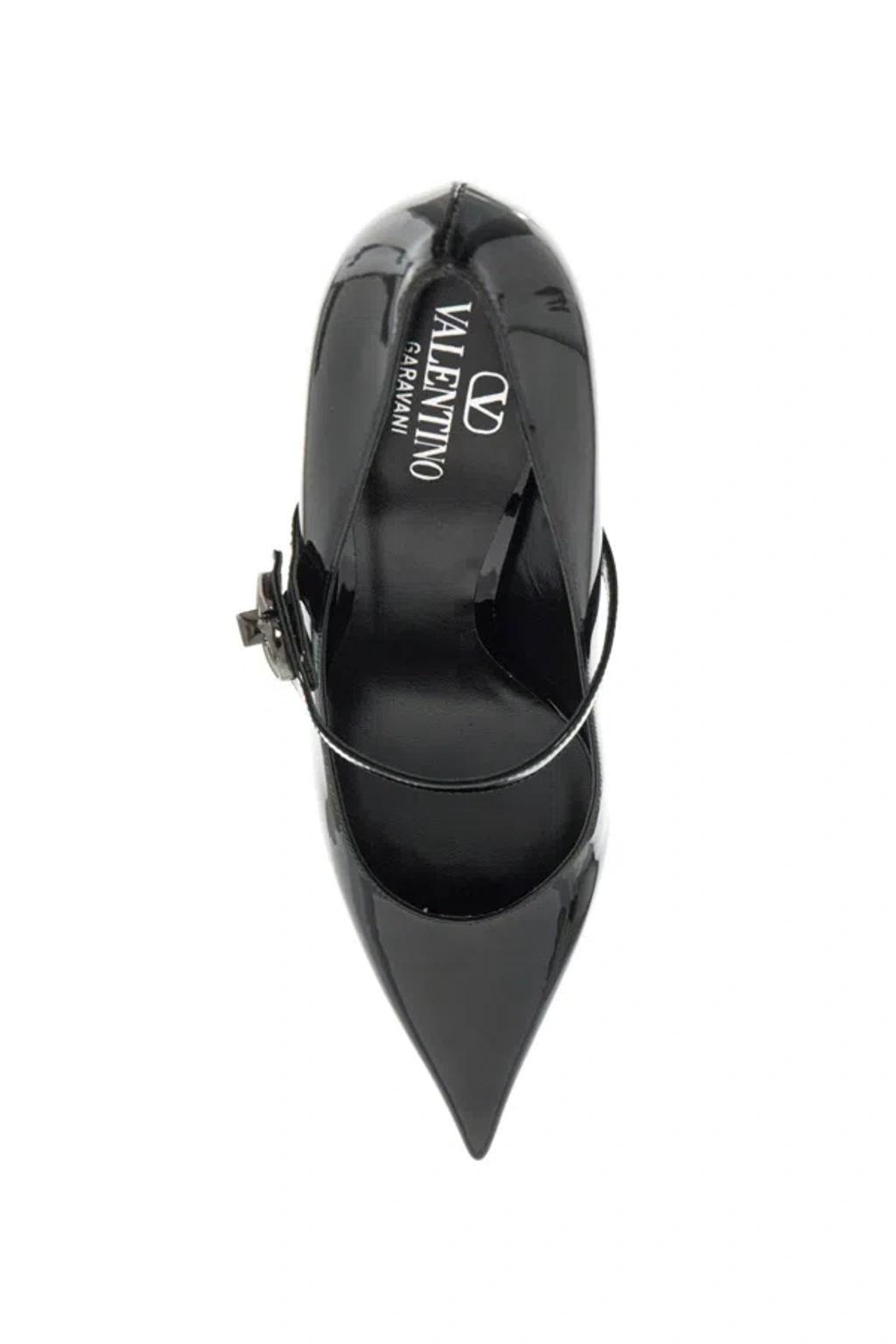 VALENTINO GARAVANI Vlogo Lockette Patent Leather May Jane Pumps In Black Product Image