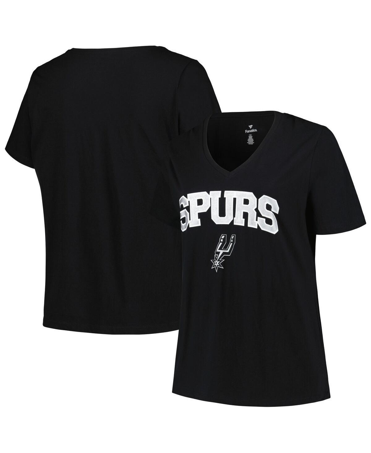 Womens Profile San Antonio Spurs Plus Size Arch Over Logo V-Neck T-Shirt Product Image