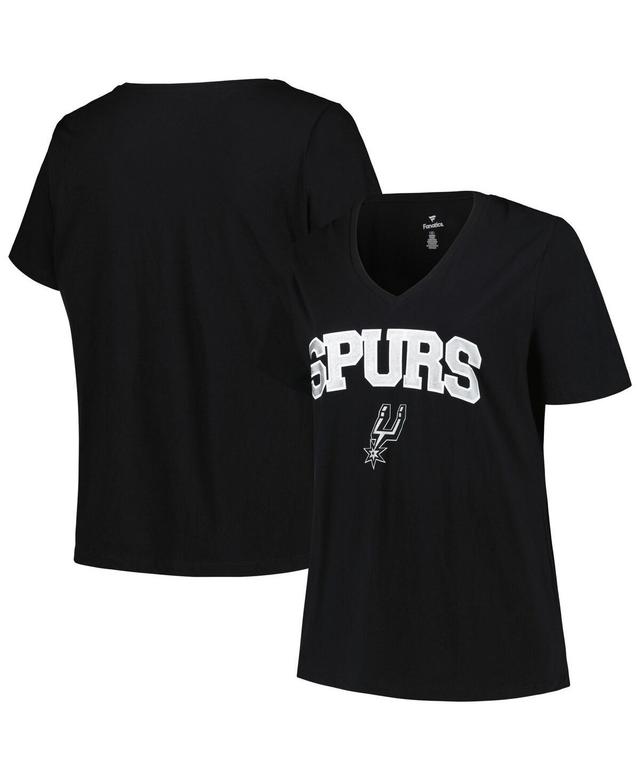 Womens Profile Black San Antonio Spurs Plus Size Arch Over Logo V-Neck T-shirt Product Image