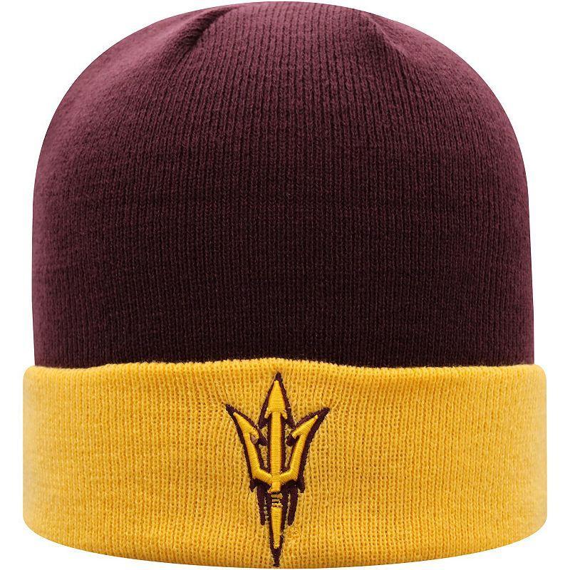 Mens Top of the World Maroon/Gold Arizona State Sun Devils Core 2-Tone Cuffed Knit Hat Product Image