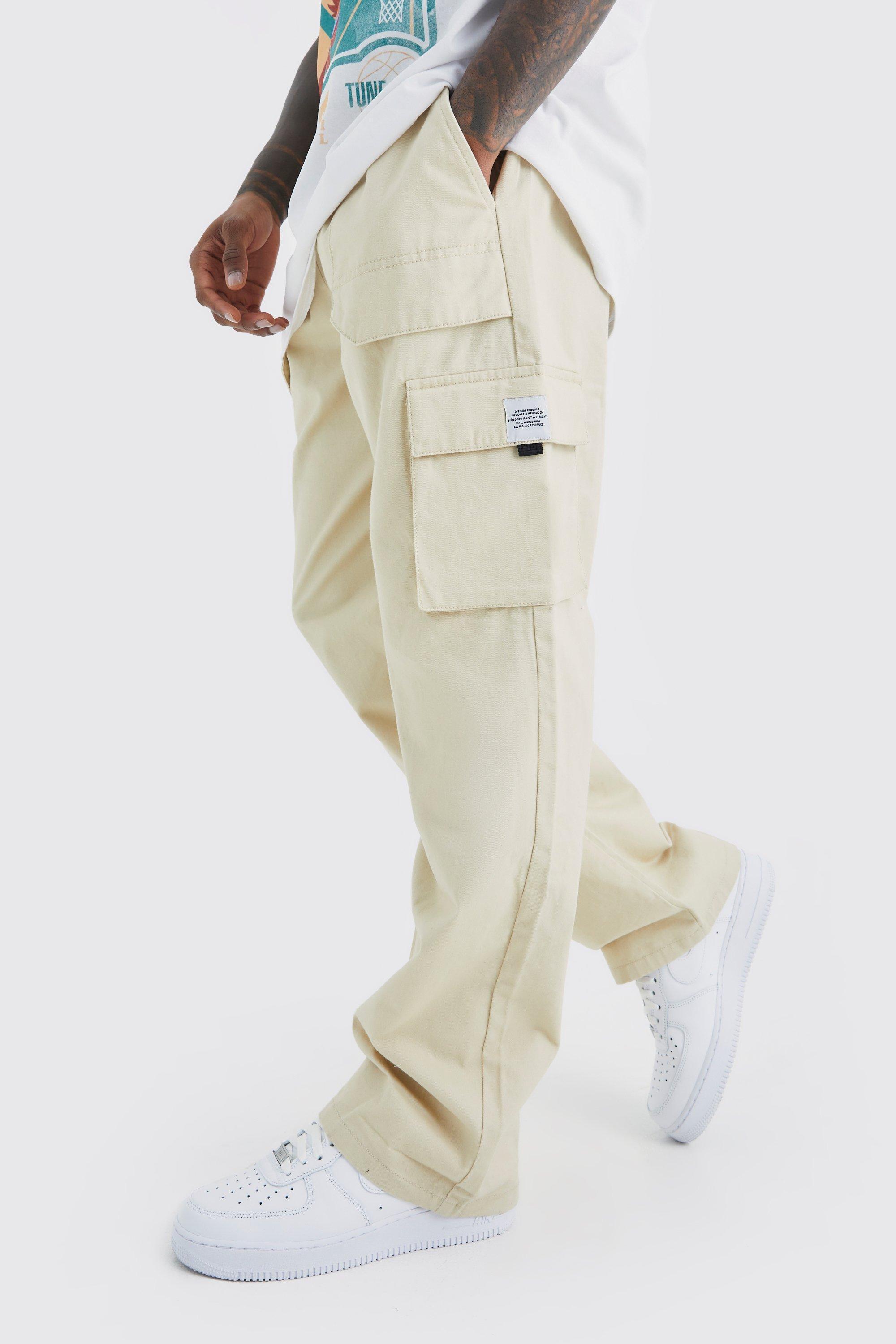 Mens Beige Elasticated Waist Relaxed Fit Buckle Cargo Jogger, Beige Product Image