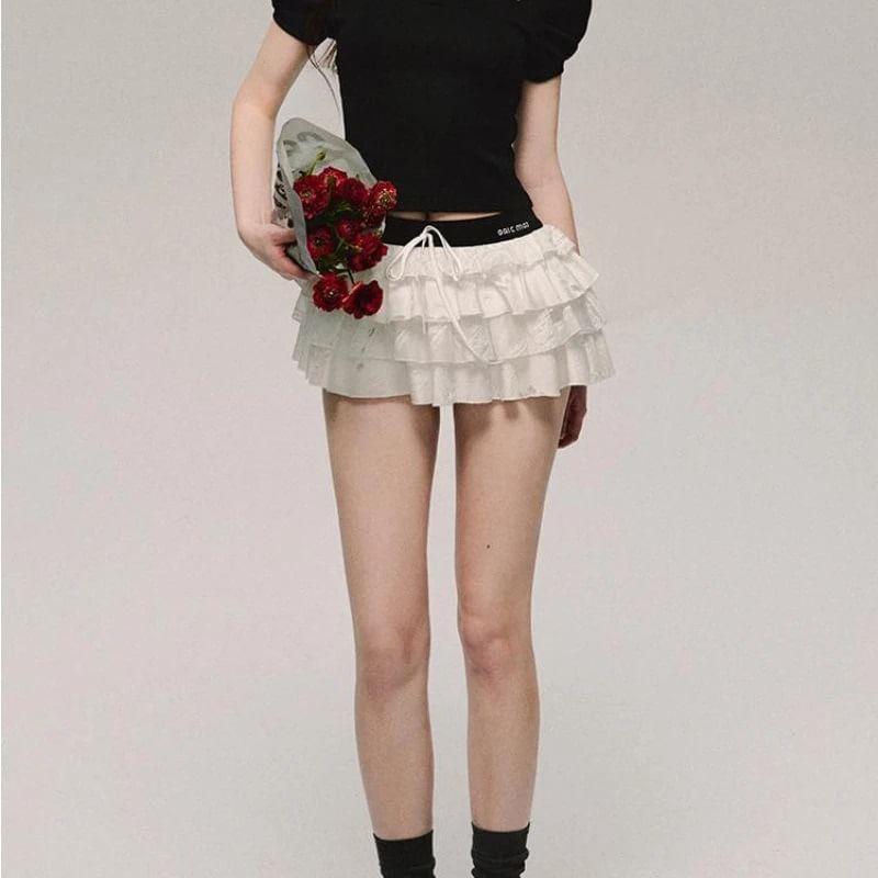 Low Rise Layered Mini A-Line Skirt Product Image