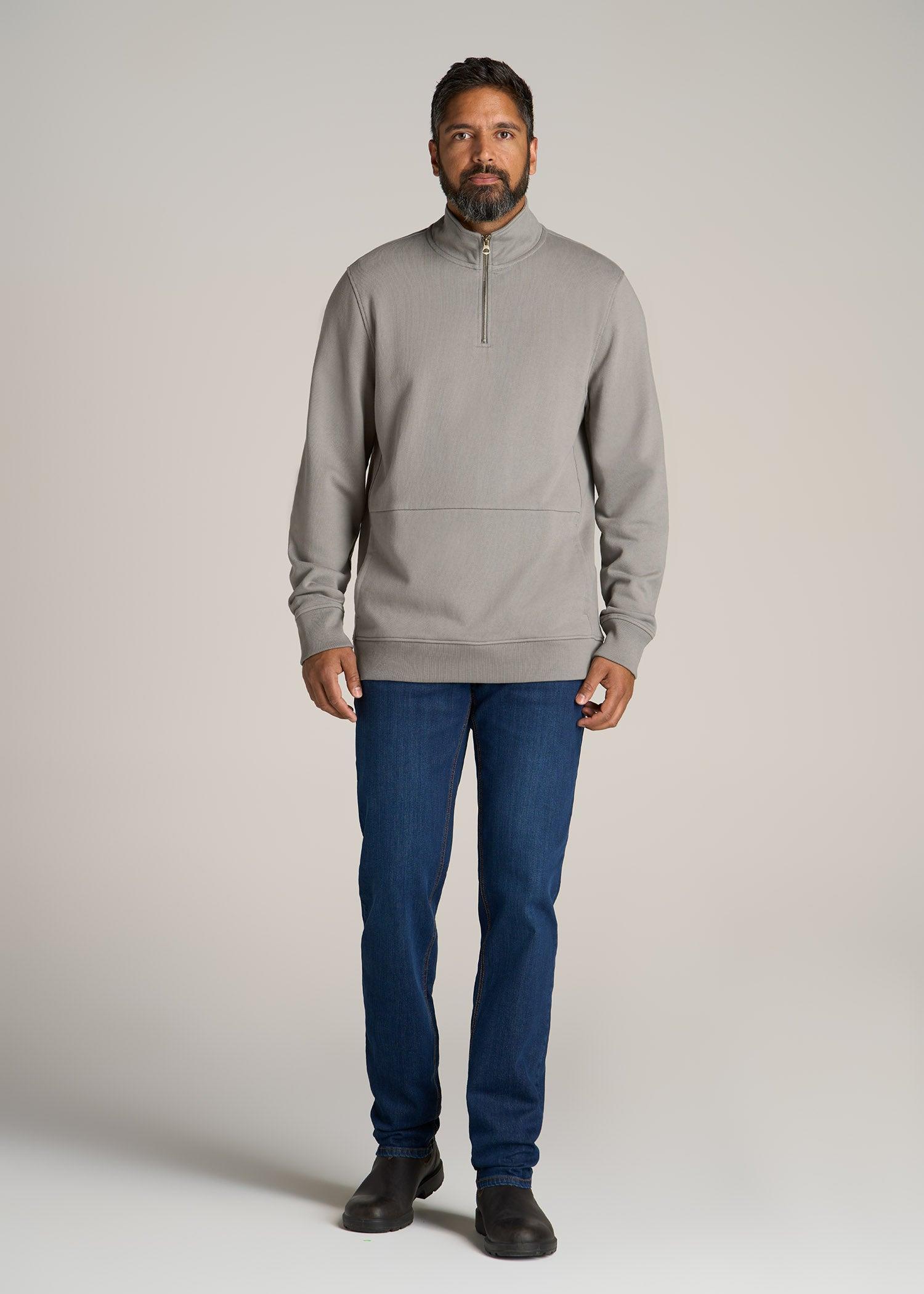 LJ&S Heavyweight Quarter-Zip Men's Tall Pullover in Pewter Male Product Image