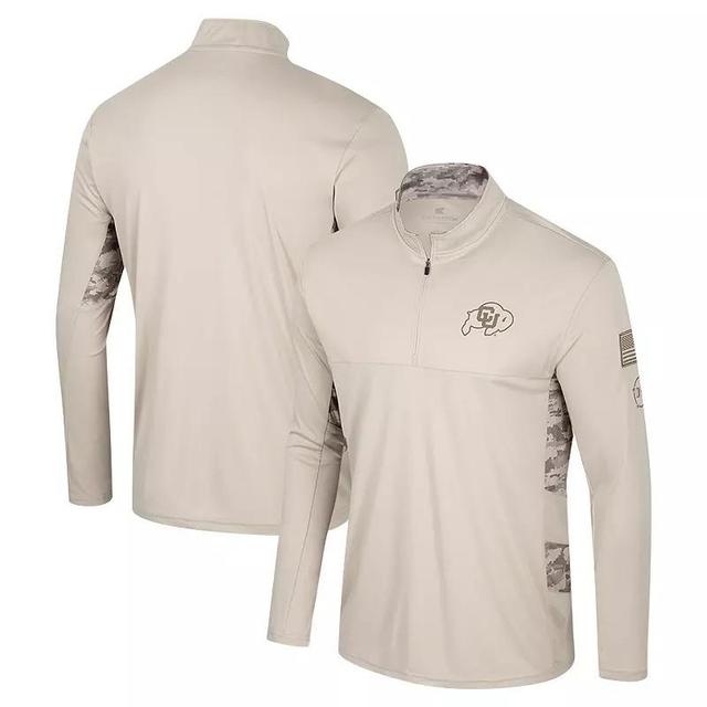 Mens Colosseum Natural Colorado Buffaloes OHT Military Appreciation Quarter-Zip Jacket Product Image