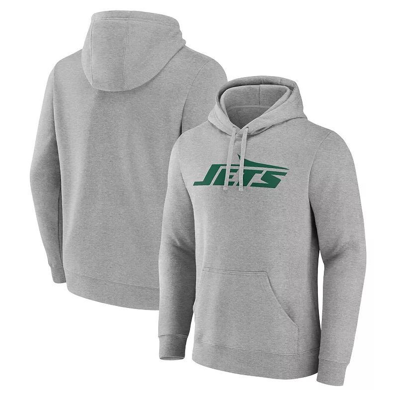 Fanatics Mens Heather Gray New York Jets Primary Logo Pullover Hoodie Product Image