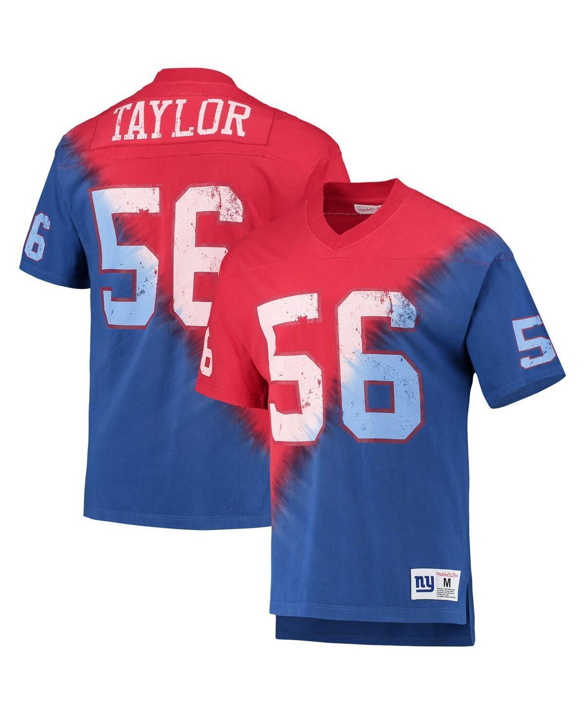 Mens Mitchell & Ness Lawrence Taylor /Royal New York Giants Retired Player Name & Number Diagonal Tie-Dye V-Neck T-Shirt Product Image