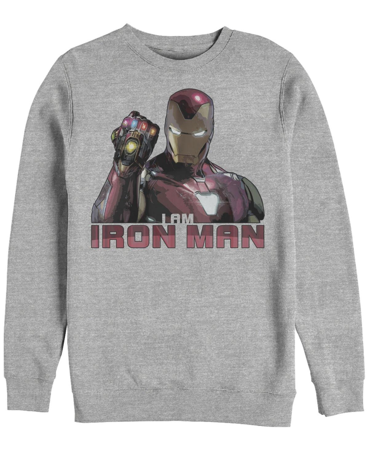 Mens Marvel Avengers Endgame I Am Iron Man Movie Quote Portrait Sweatshirt Athletic Grey Product Image