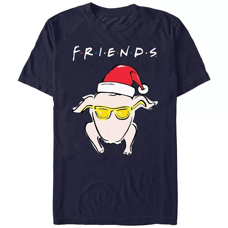 Mens Friends Christmas Turkey Graphic Tee Blue Product Image