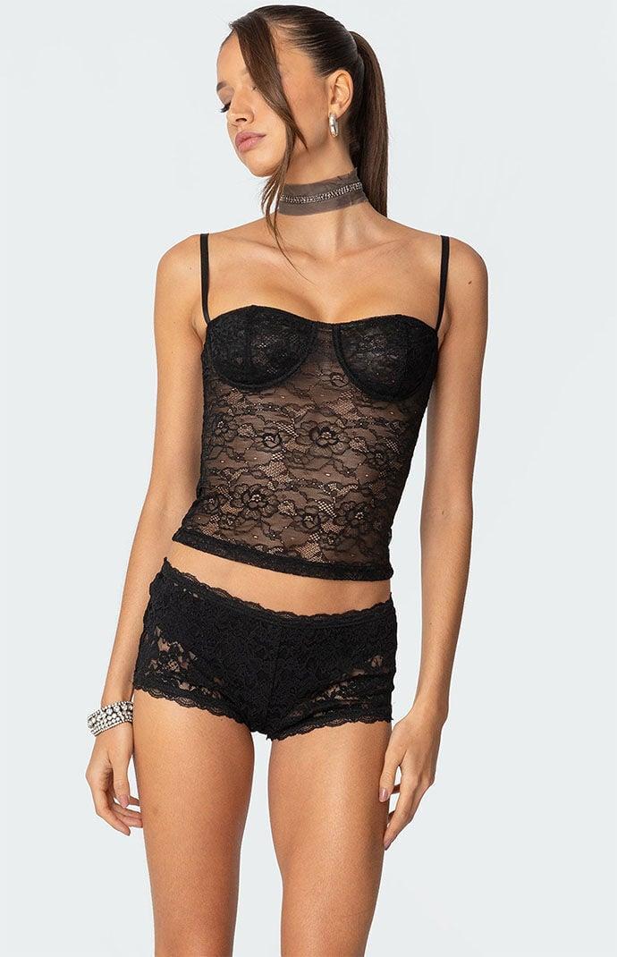 Edikted Women's Krissy Sheer Lace Cupped Corset Product Image