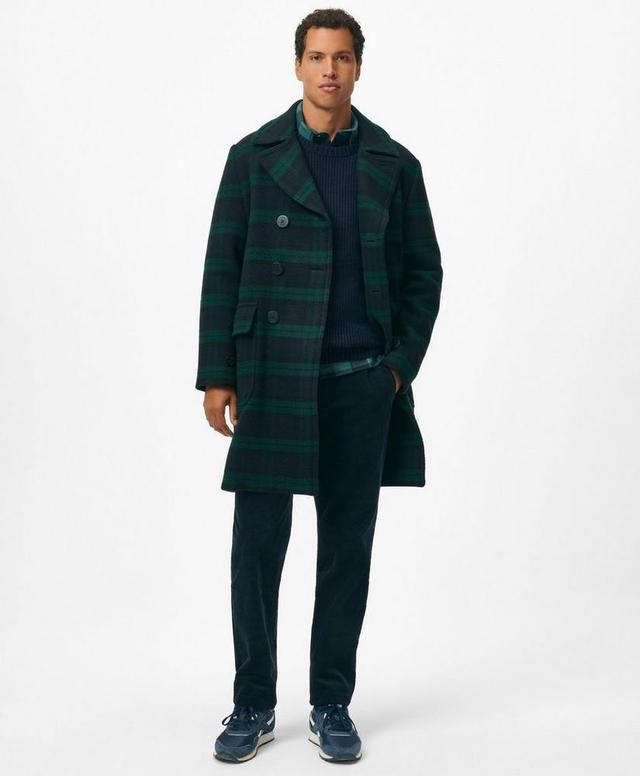 Wool Double-Breasted Black Watch Overcoat Product Image