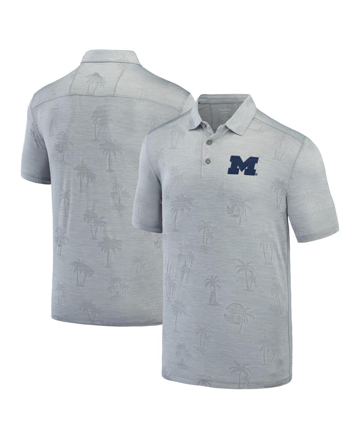 Tommy Bahama Mens Gray Michigan Wolverines Sport Palm Coast Palmera IslandZone Polo Product Image