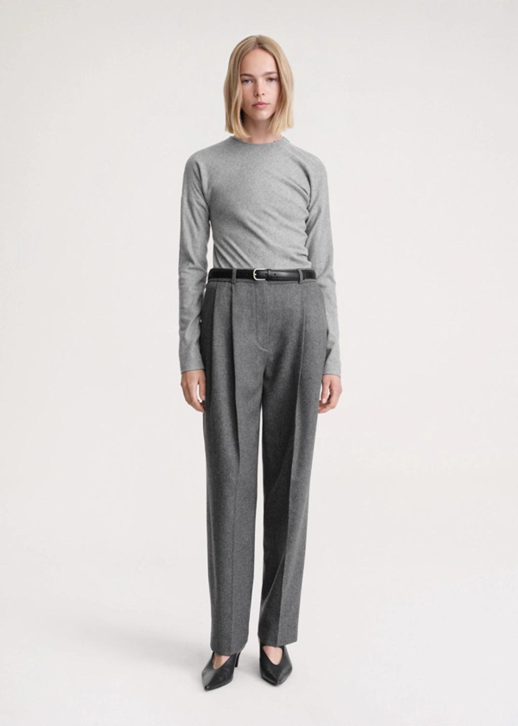 Double-pleated Tailored Trousers Grey Melange product image