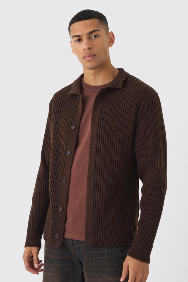 Regular Fit Ribbed Knit Shirt | boohooMAN USA Product Image