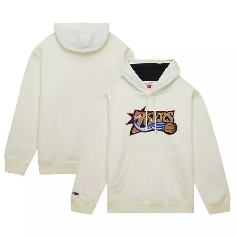 Mens Mitchell & Ness Cream Philadelphia 76ers Hardwood Classics Vintage Pullover Hoodie Product Image