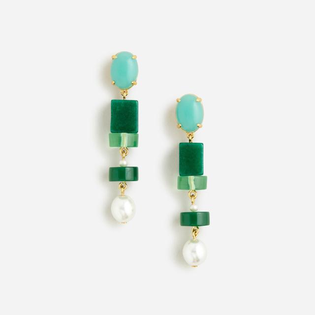 Stone and pearl drop earrings Product Image