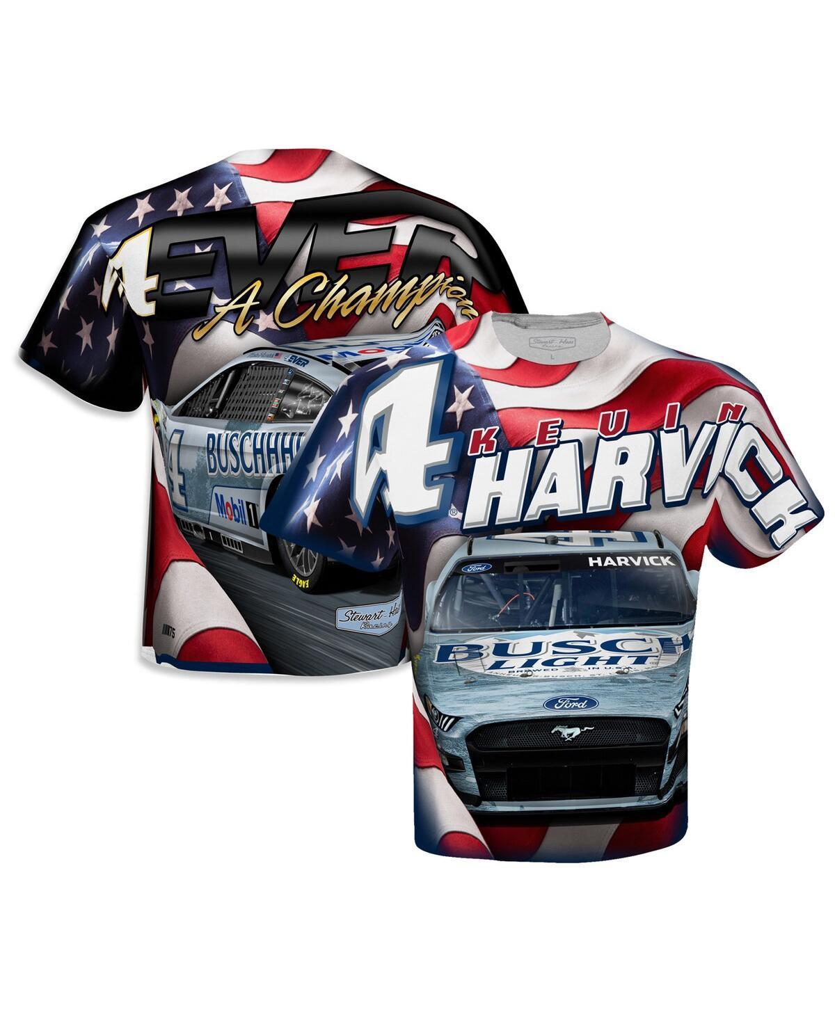 Mens Stewart-Haas Racing Team Collection White Kevin Harvick Sublimated Patriotic T-shirt Product Image