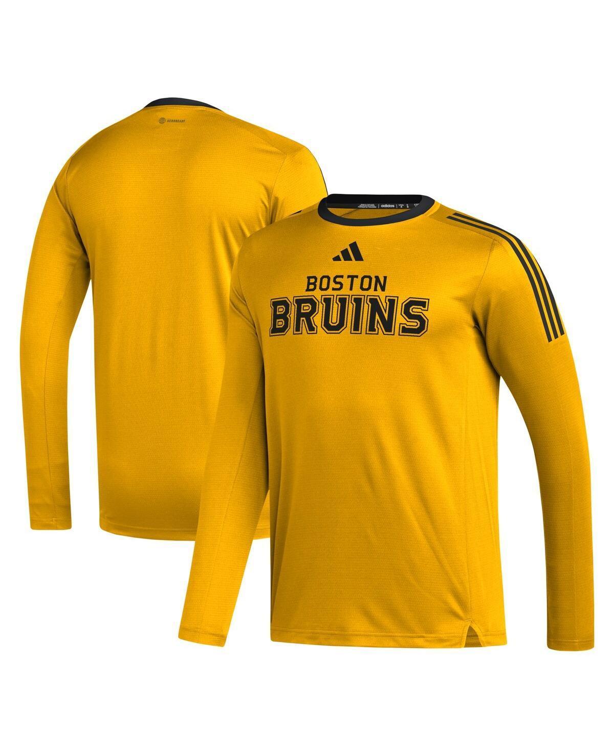 Mens adidas Gold Boston Bruins Aeroready Long Sleeve T-shirt Product Image