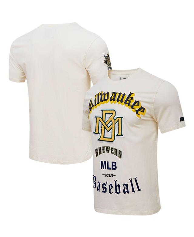 Mens Pro Standard Cream Milwaukee Brewers Cooperstown Collection Old English T-shirt Product Image