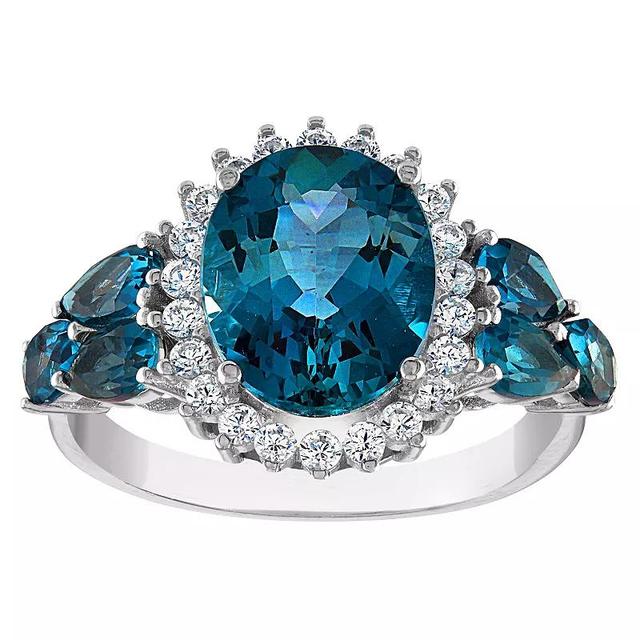 Designs by Gioelli Sterling Silver London Blue Topaz & Lab-Created White Sapphire Ring, Womens Product Image