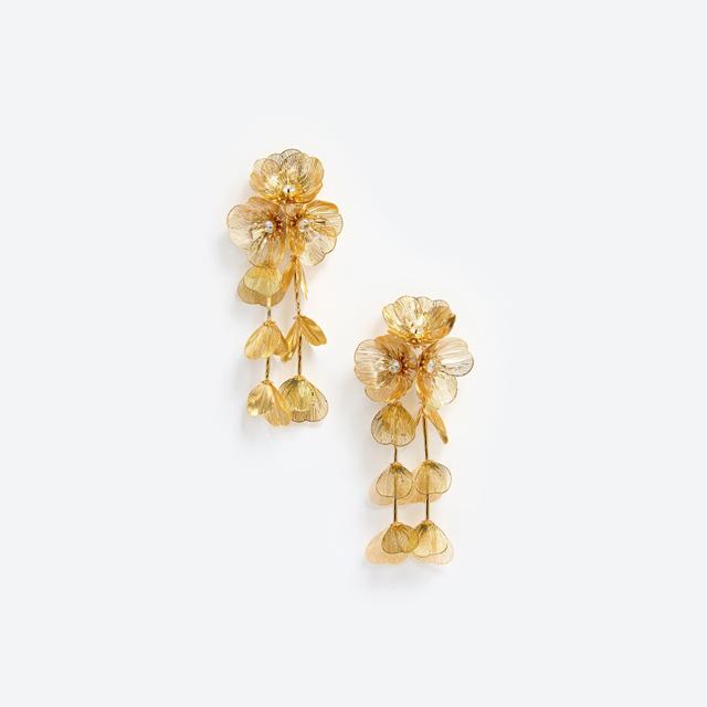 Gold Floral Earrings Product Image