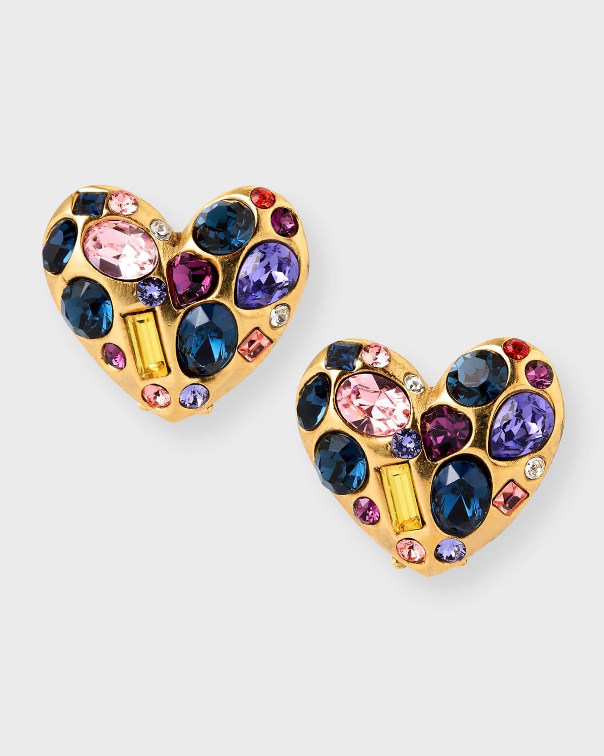 Gemstone Heart Clip-On Earrings Product Image