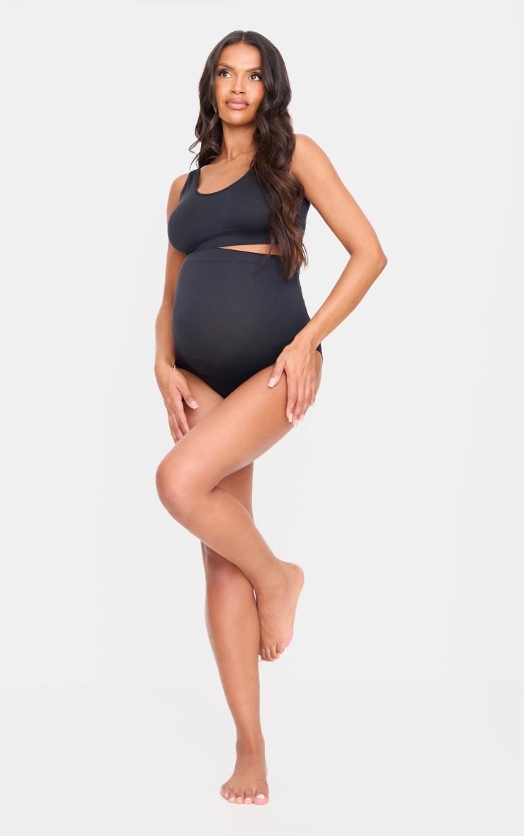 Maternity Black Seamless Elasticated Bump Panties Product Image