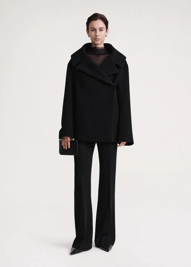 Wool Blend Felt Wrap Jacket In Black Product Image