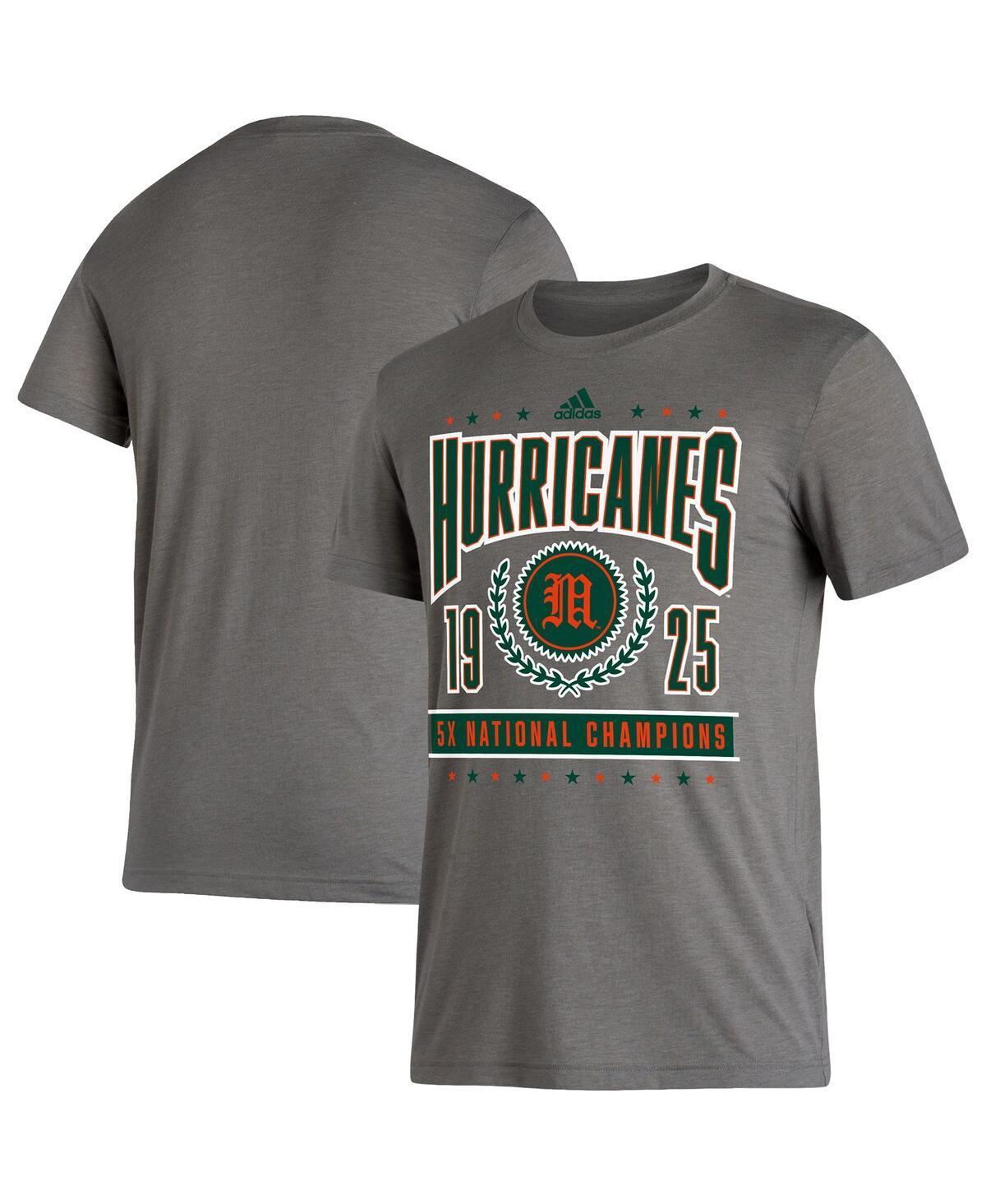 Mens adidas Heathered Charcoal Miami Hurricanes 5X National Champions Reminisce Tri-Blend T-shirt Product Image