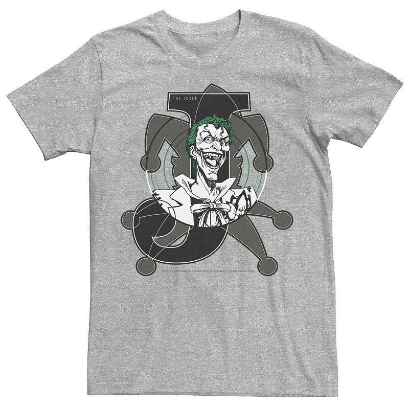 Mens DC Comics Joker Card Laughing Poster Tee Kelly Grey Product Image