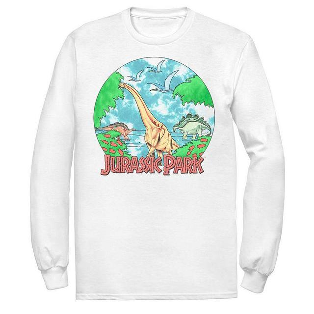 Mens Jurassic Park Retro Globe Watercolor Scene Tee Product Image