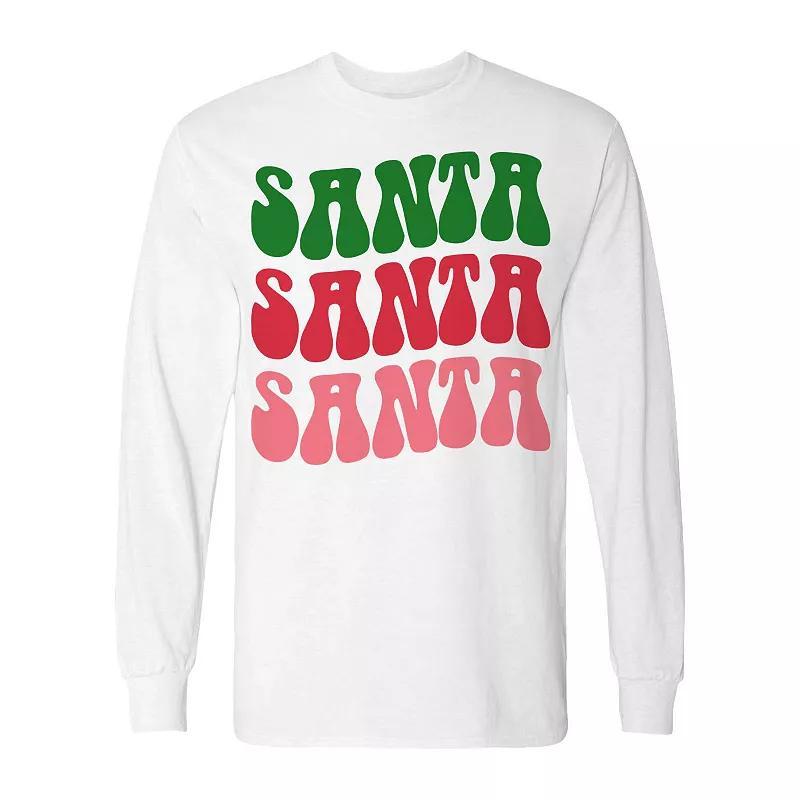 Mens Christmas Tree Santa Santa Long Sleeve Graphic Tee Product Image