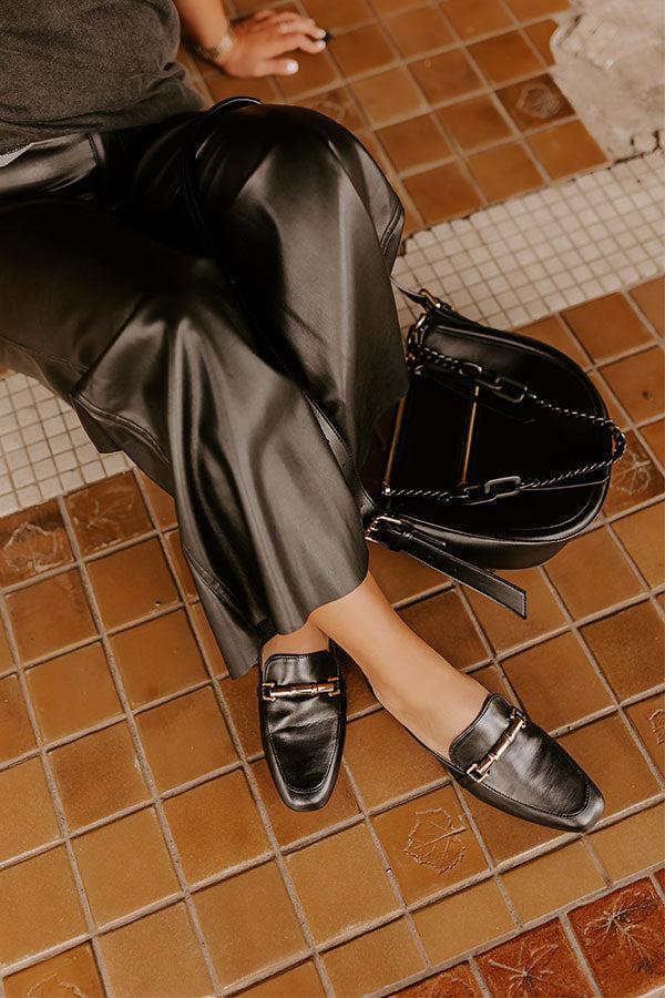 The Aubrey Faux Leather Mule Loafer in Black Product Image