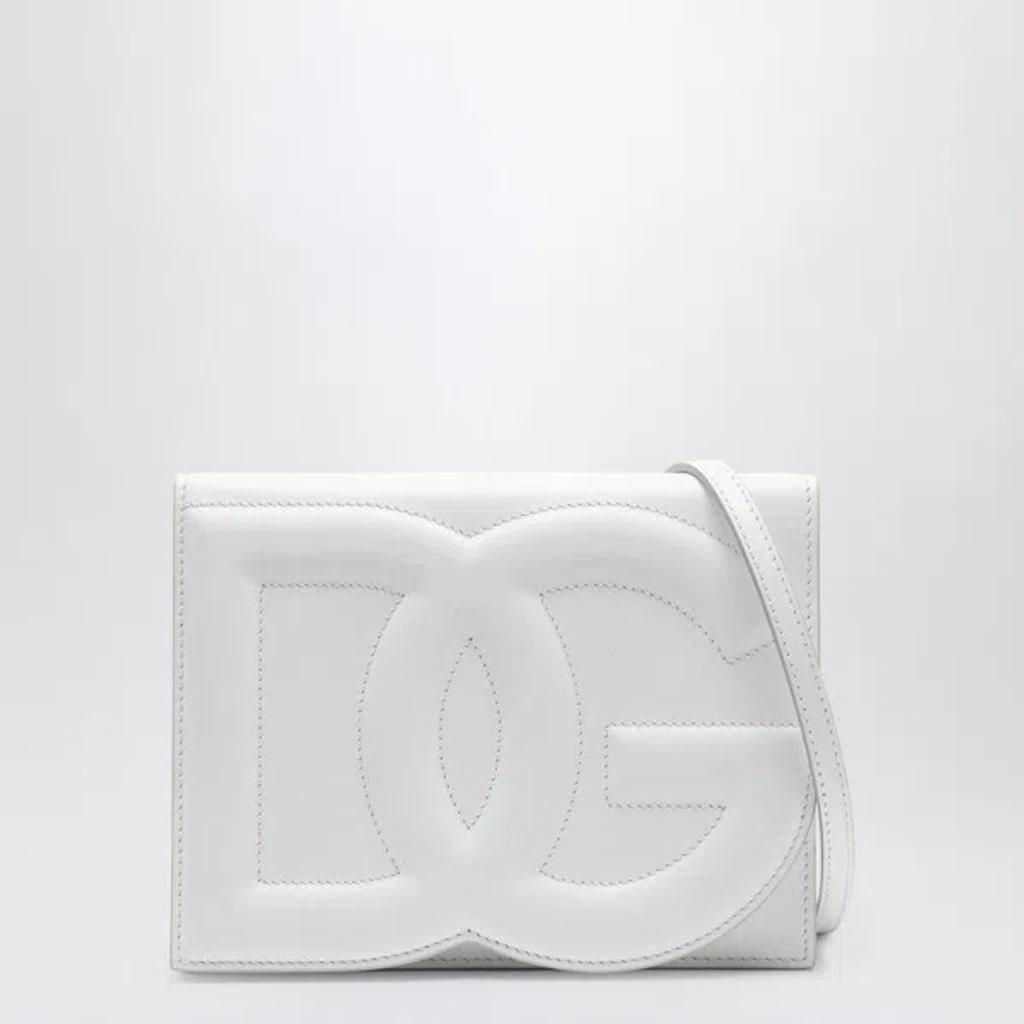 Dolce&gabbana White Dg Logo Leather Shoulder Bag Women Product Image