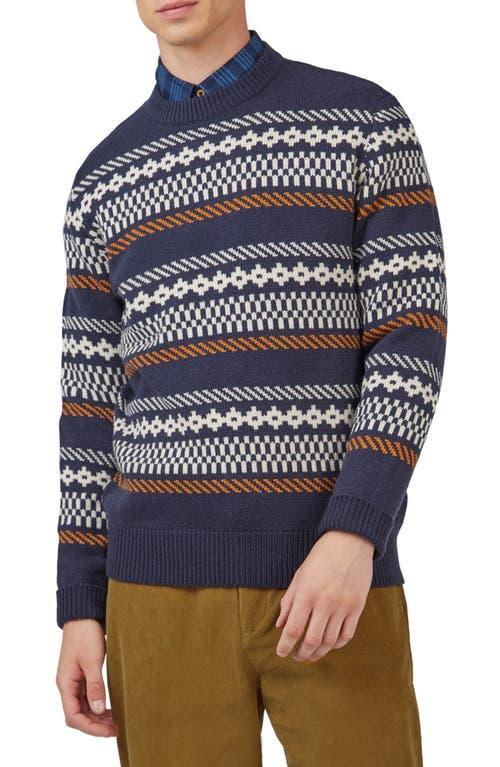 Ben Sherman Fair Isle Wool Blend Sweater in Marine at Nordstrom, Size Small Product Image