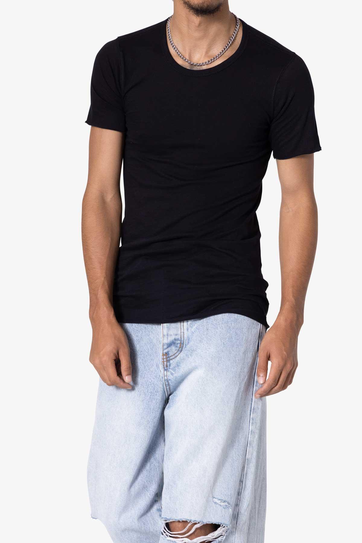 Sheer Knit Bias Cut Tee - Black Product Image