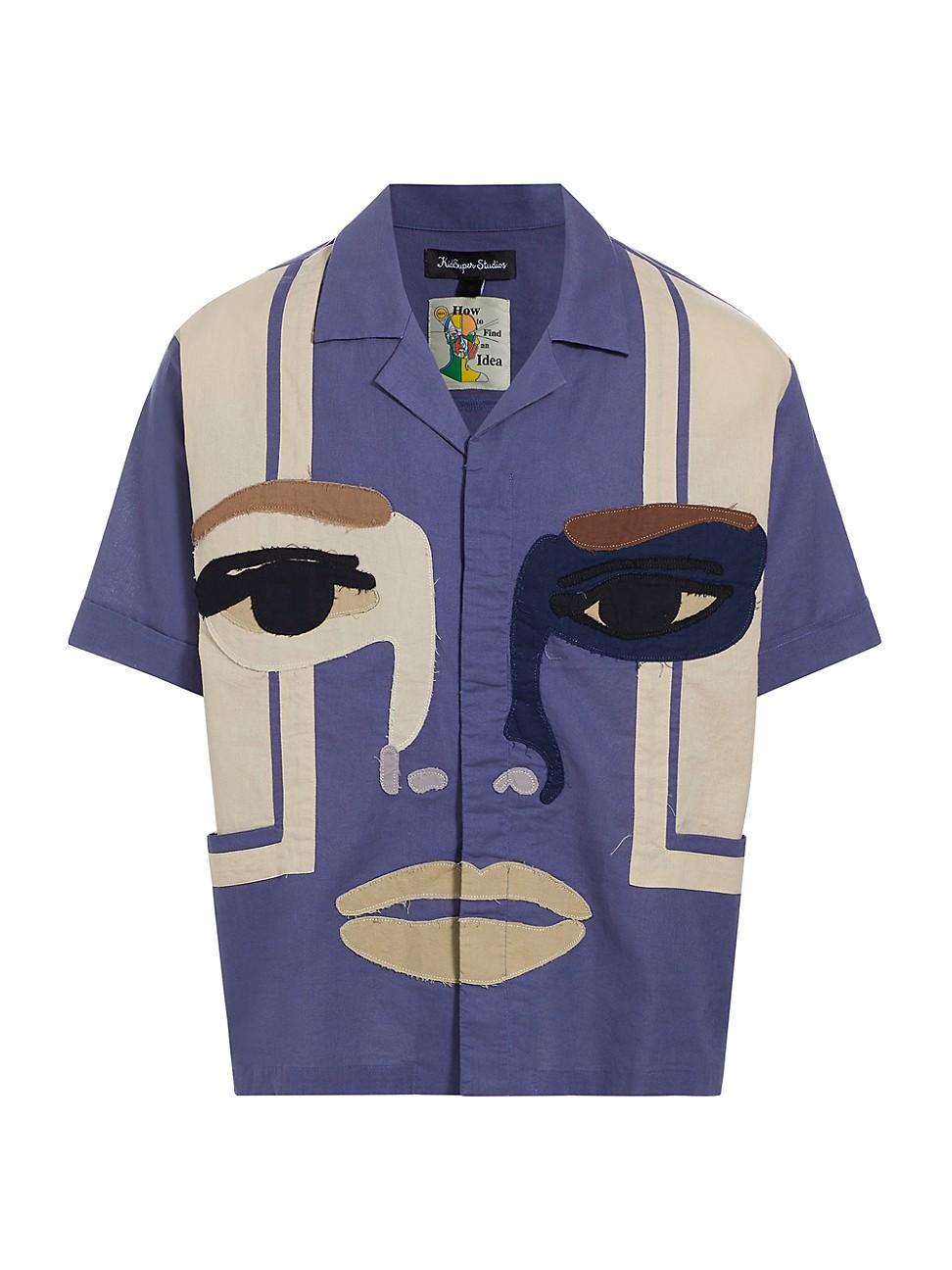 Mens Face Cotton & Linen Camp Shirt Product Image