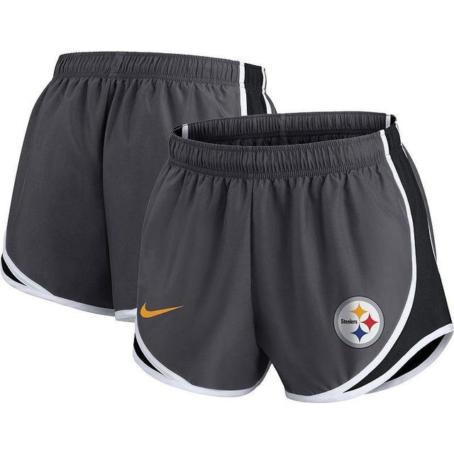 Womens Nike Charcoal Pittsburgh Steelers Plus Size Logo Performance Tempo Shorts Product Image