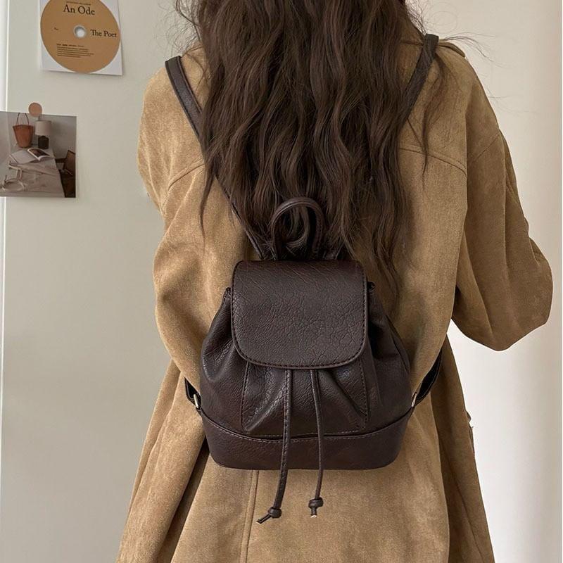 Faux Leather Flap Backpack product image