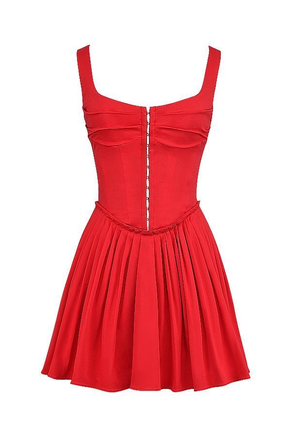 Cupid Scarlet Pleated Mini Dress Product Image