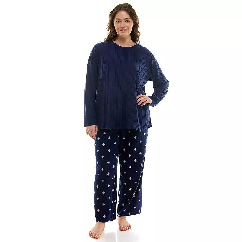 Plus Size Croft & Barrow 2-pc. Long Sleeve Pajama Top & Pajama Pants Sleep Set, Womens Red Toille Product Image