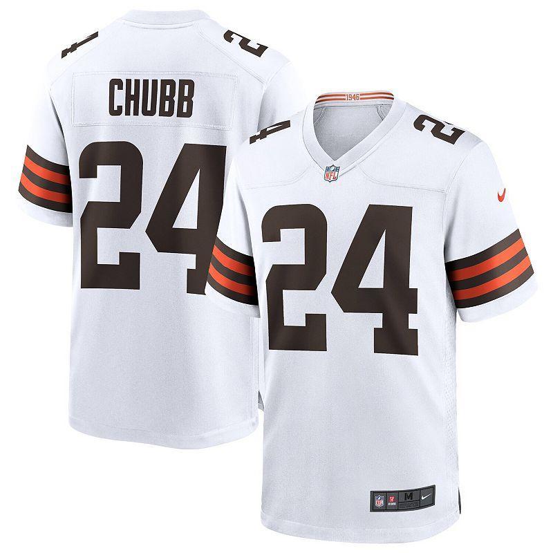 Nike Mens Nick Chubb White Cleveland Browns Game Jersey - Wht/brwns Product Image