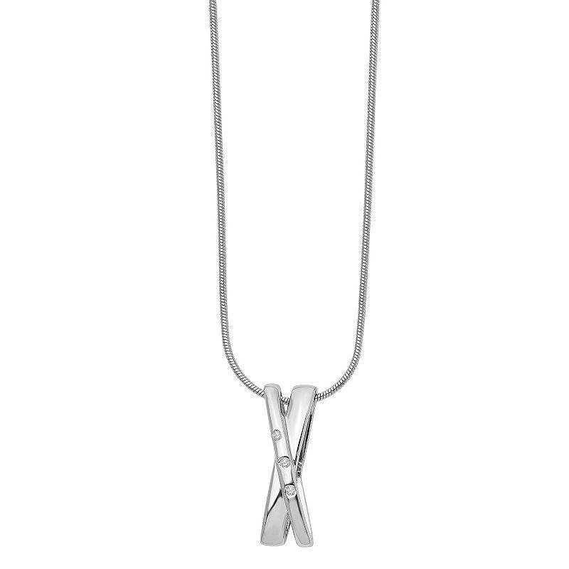 White Ice Sterling Silver Diamond Accent Crossover Necklace, Womens Product Image