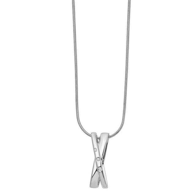 White Ice Sterling Silver Diamond Accent Crossover Necklace, Womens Product Image