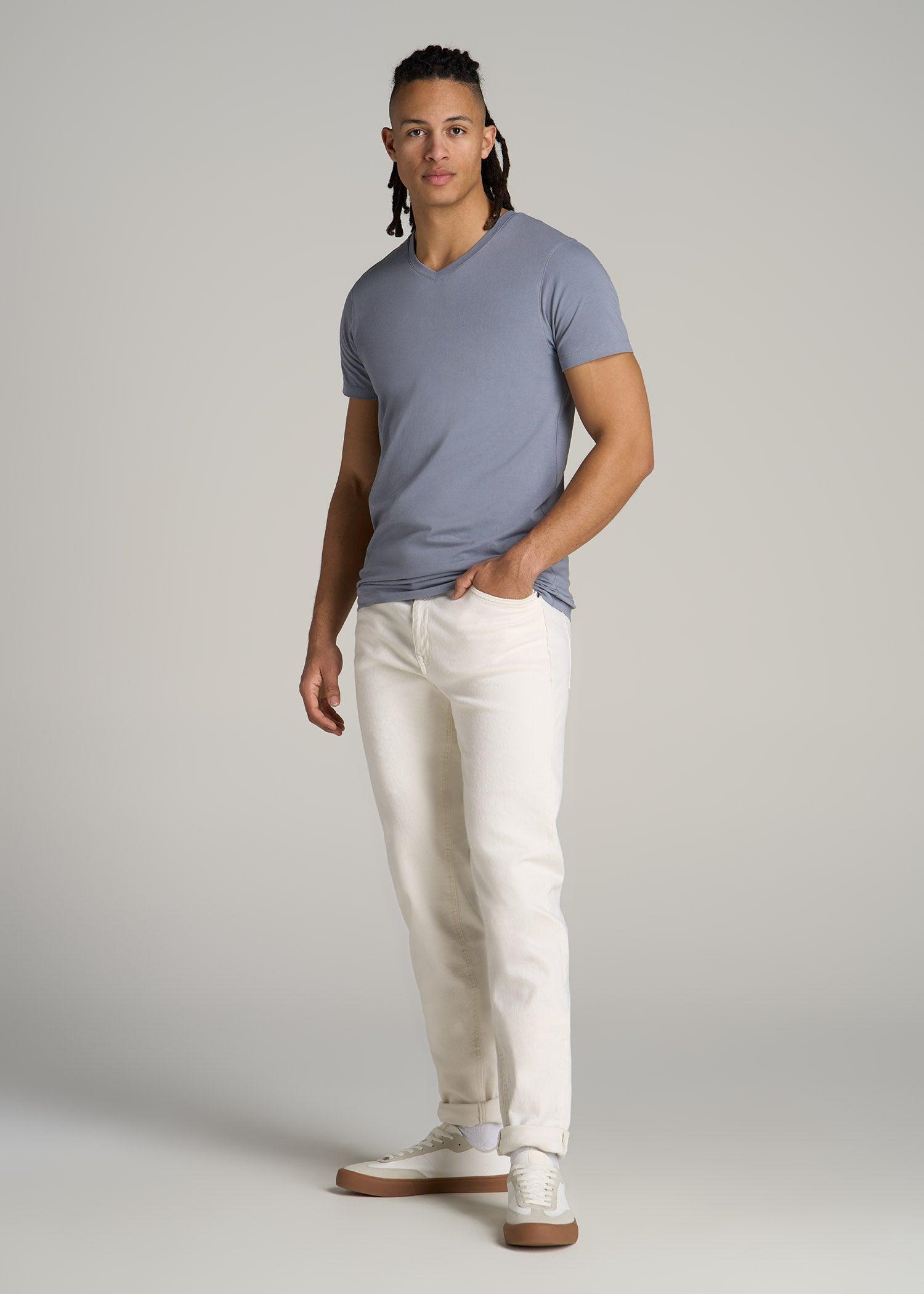 The Essential MODERN-FIT V-Neck Tee for Tall Men in White Product Image