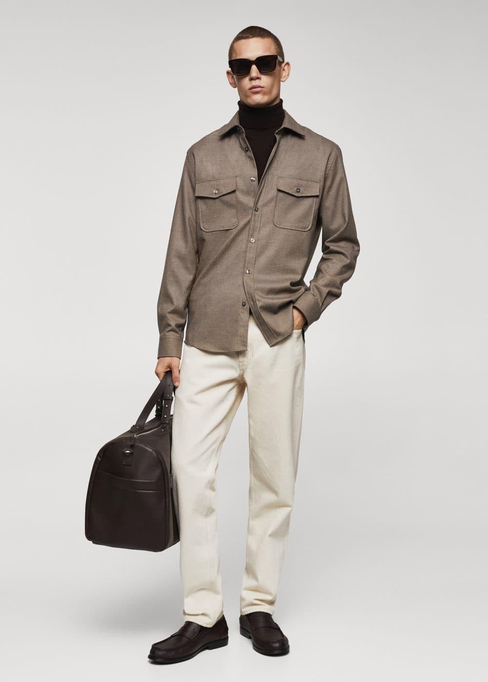 MANGO MAN - Chest-pocket cotton overshirt beigeMen Product Image