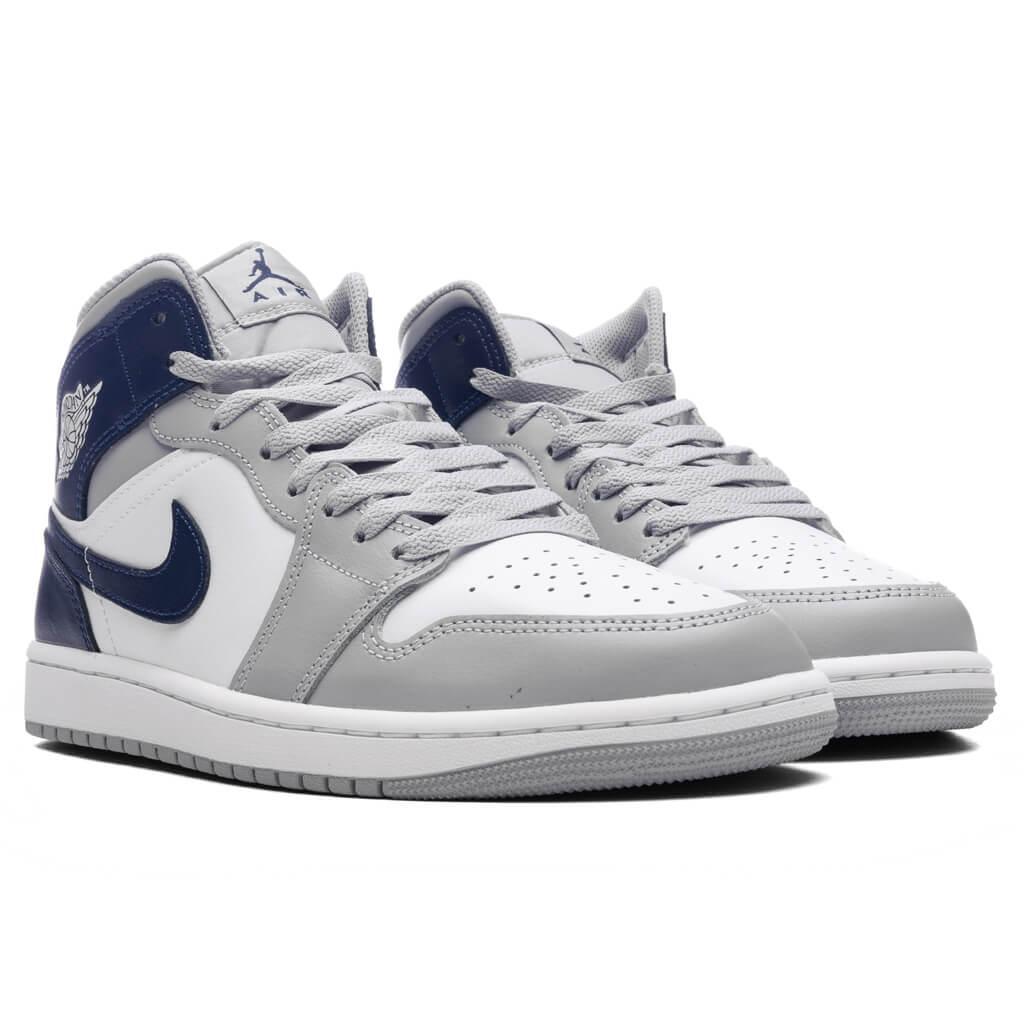 Air Jordan 1 Mid - White/Midnight Navy/Wolf Grey Male Product Image