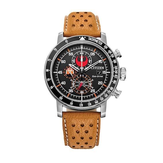 Citizen Mens Star Wars Collection Rebel Pilot Chronograph Orange Leather Strap Watch Product Image