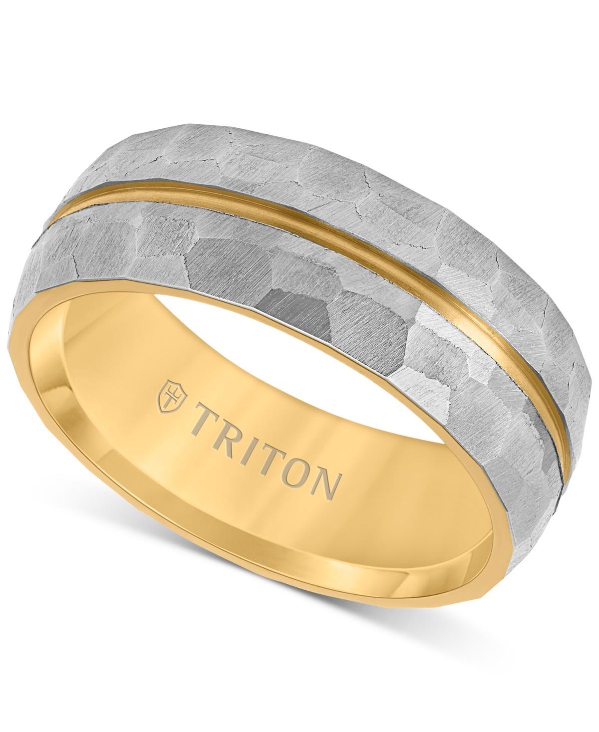 Triton Mens Double Row Comfort Fit Wedding Band in Titanium Pvd-Plate - Black, Yellow Product Image